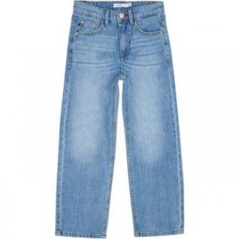 Jeans de niña NKFROSE de tiro alto y corte recto 9222 en denim azul medio