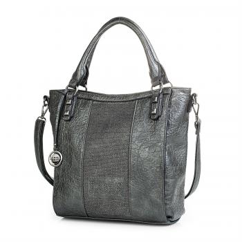 Lois - 94781 Bolso Tipo Shopping. con Doble asa y Bandolera Ajustable. Cierre con Cremallera. Bolsillo detrás Cremallera. Piel sintética Polipiel, Color Gris