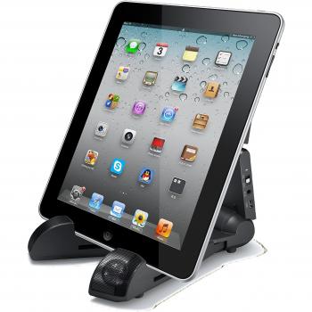 Quick Media SPS300-Soporte / Base universal para Tablet/ PC con Altavoz Bluetooth Estéreo-NFC