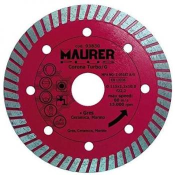Disco Diamante Maurer Gres, Ceramica, Marmol 115 mm.