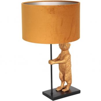 Lámpara de mesa Animaux en metal y terciopelo negro y dorado E27 300mm