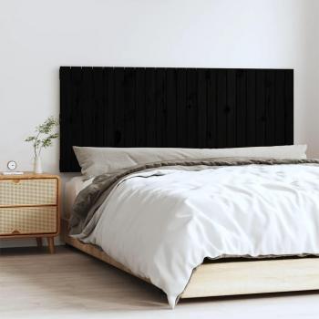 Cabecero de cama de pared negro 147x3x60 cm madera maciza de pino