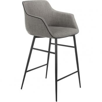 Taburete ANGEL CERDÁ 4089C - Tela gris y acero negro, dimensiones 60 x 57 x 96 cm