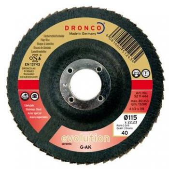 DRONCO G-AK-125/4 - Disco de láminas abrasivo cerámico G-AK, 125 mm, grano 40