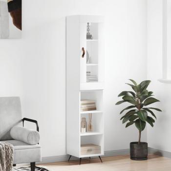 Aparador alto de madera contrachapada blanco 34,5x34x180 cm