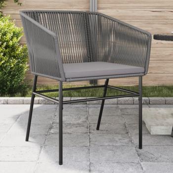 Sillas de jardín 2 piezas con almohadas grises en Polyrattan