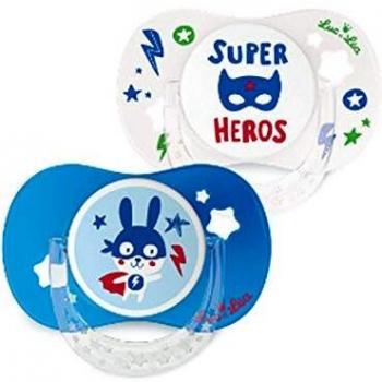 Chupetes Anatómicos de Silicona Super Héroes +18 Meses (Pack de 2)