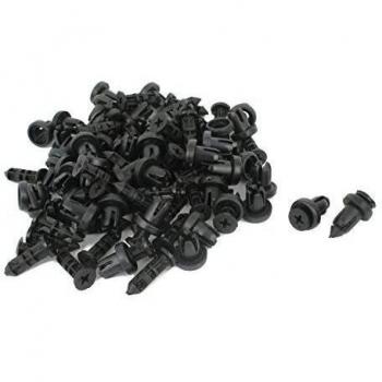 48 Uds Clip Remaches de Plástico Negro Retenedor Guardabarros Parachoques Tipo Empuje 12mm x 15mm x 48mm
