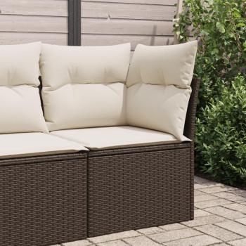 Sofá de jardín de esquina con cojines en Polyrattan Brown Marrón