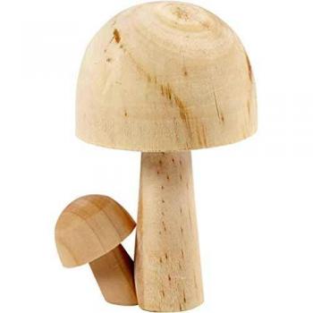 Set de Champiñones de Madera - Altura 8,5 cm, Ancho 5,5 cm, 1 Pieza