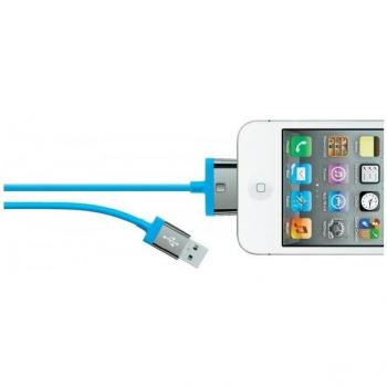 Belkin MIXIT ChargeSync, 2m cable de teléfono móvil USB A Apple 30-pin Azul