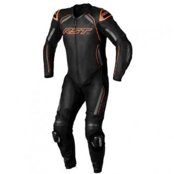 RST S1 CE Traje de cuero de una pieza para hombre - Negro/Gris/Naranja neón