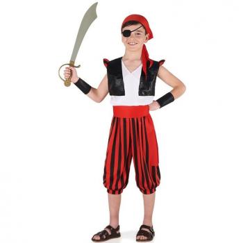 Kimokawaii Disfraz de Pirata rojo a rayas para niño