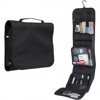 Neceser de Viaje de Nomalite | Bolsa XL Viaje de Aseo Colgante, Plegable, Compacto y Negro para Hombre, Mujer y niño. con Gancho Robusto y Compartimento Transparente Separable para Equipaje avión.
