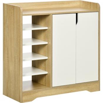 Zapatero Kalos Homcom 2 puertas + 5 estantes 13 pares natural/blanco 80x80x30 cm