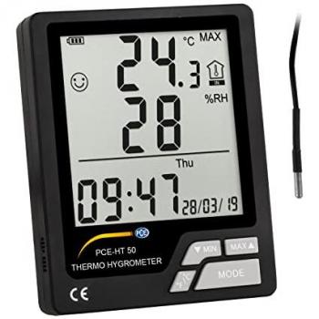 Termohigrómetro PCE-HT 50 con Sensor Externo para Control de Temperatura y Humedad en Interiores