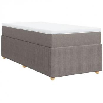 Cama box spring con colchón tela gris taupe 100x200 cm