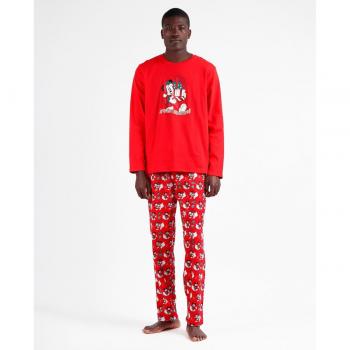 Pijama Manga Larga Holidays rojo Disney para hombre con diseño clásico