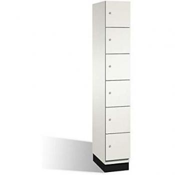 Armario de Compartimentos Bajo Llave Cambio C+P 6 Estantes, Puerta de Acero Blanco, Ancho 300 mm
