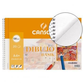 Canson Basik Bloc de Dibujo Din A4+ Espiral 23 x 32.5 cm - 20 Hojas Microperforado - 2 Taladros - 130 g/m² (Pack de 10 u