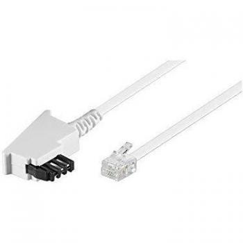 Cable Telefónico TAE-F a RJ11, 15 m, Blanco, Conexión Universal