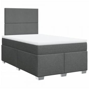 Cama box spring con colchón de muelles gris oscuro 120x200 cm tela