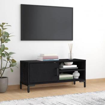 Mueble para TV de madera maciza de pino negro 90x30x40 cm Vidaxl Negro