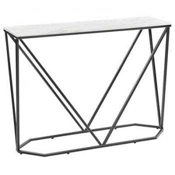 Consola Rectangular Efecto Mármol Blanco y Negro 100 x 30 cm MDF e Hierro en Polvo