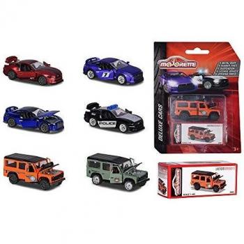 Majorette Assortment Deluxe vehículos Die-Cast, Incluye Caja de Recogida, neumáticos de Goma, Rueda Libre, 6 Modelos Surtidos, Multicolor