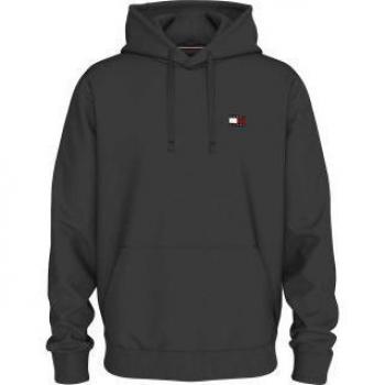 Tommy Hilfiger Men's Black Cotton Long-Sleeved Hooded Sweatshirt with Logo, Size M