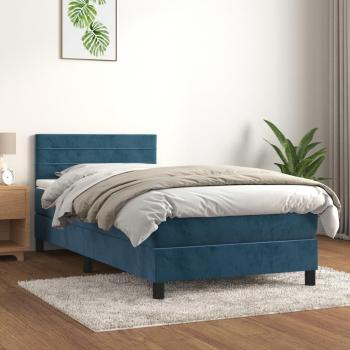 Cama box spring con colchón terciopelo azul oscuro 90x190 cm Vidaxl Azul