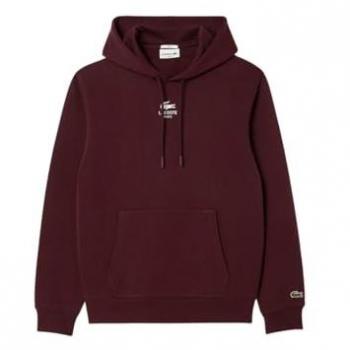 Lacoste Unisex Big Logo Hoodie - Dark Red - Size L
