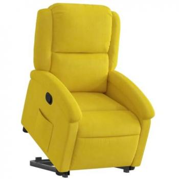 Sillón Reclinable Elevable de Terciopelo Amarillo con Respaldo y Reposabrazos, Asiento Ajustable para Relax y Descanso