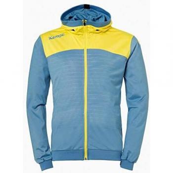 Kempa Emotion 2.0 Hood Jacket Sudadera, Hombre, Dove Blue/Lime Yellow, 128