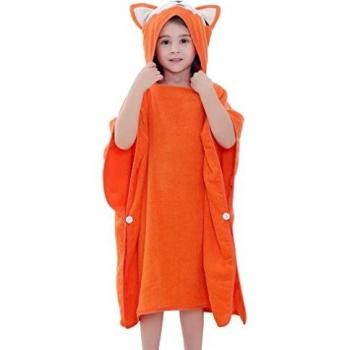 MICHLEY Toalla Bebe con Capucha, 70x70cm Algodón Capa de Baño Bebé for 2-6 Años,Zorro naranja