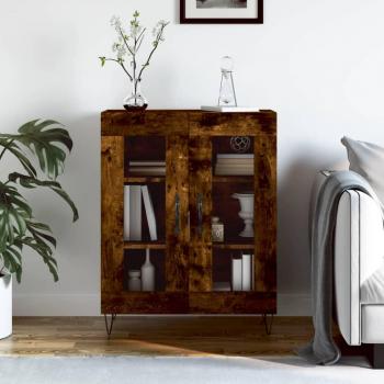 Aparador de madera de ingeniería 69,5x34x90 cm Mueble de Almacenaje de Salón Buffet Armario Auxiliar Armario de Almacenamiento color roble ahumado marrón