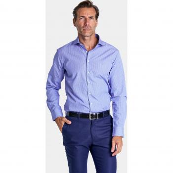 Camisa de hombre corte slim cuello cutaway estampado cuadros colección Platinium azul