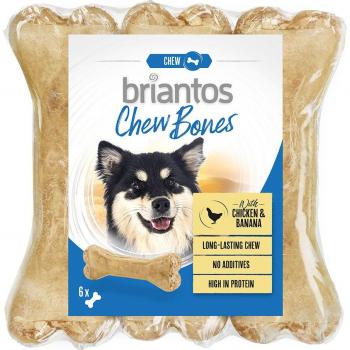 Briantos Chew Bones con pollo y plátano para perros - Pack económico: 12 x 12 cm (660 g)