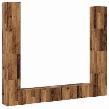Muebles de TV de Pared 6 Piezas Madera Vieja Compuesta