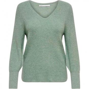 Sudadera de mujer Only Onlatia Verde Chino, manga larga, cuello en V, ajuste regular, talla XL