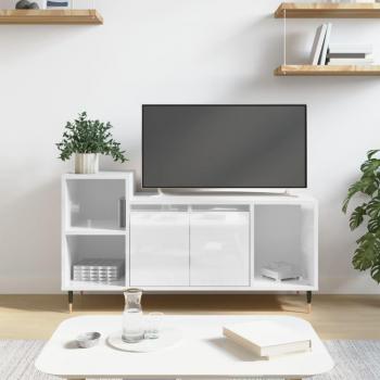 Mueble para TV de madera contrachapada blanco brillo 100x35x55 cm vidaXL