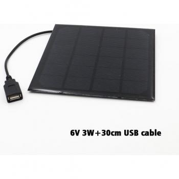 Cargador Solar 6V 2W-6W, Célula Policristalina, Bricolaje, Carga de Móvil con Cable USB de 30cm