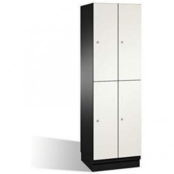 Armario de compartimentos Cambio C+P con puertas de chapa y barra para ropa, 2 compartimentos, cuerpo gris oscuro y puerta blanca, ancho 600 mm