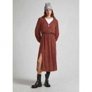 Vestido Pepe Jeans estampado midi Kari rojo