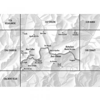 Mapa Excursionista y Topográfico 1:25.000 Monte Cervino - Swisstopo 1347
