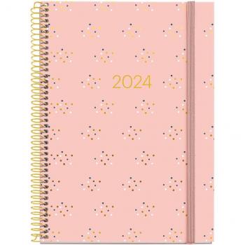 Agenda 2024 semana vista Miquelrius Minidots rosa catalán