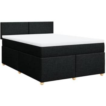 Cama box spring con colchón negro 160x200 cm en tela