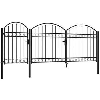 Puerta de valla jardín con arco superior de acero negro 2,25x4 m