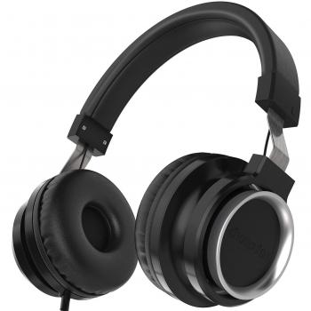 Chououkiu Over-Ear Headphones Estéreo con cable Ligero Diadema Portátil Ajustable Auriculares con Micrófono para iPhone iPad Android Smartphones Tablet Portátil para niños o Adultos