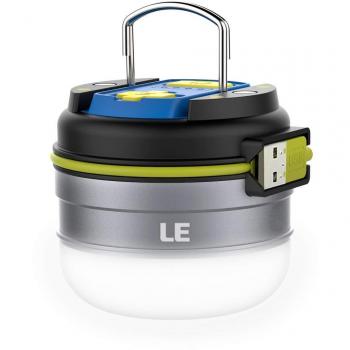 LE Portable Camping Light, 280 Lumen 3 Modes, Rechargeable LED Tent Light, 3000mAh Power Bank, Water Resistant Outdoor Work Light with Magnet for Emergency, Power Cuts, Fishing and More